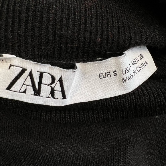 Zara | High Collar Knit Sweater 3/4 Sleeves  BLACK Small - Picture 4 of 6